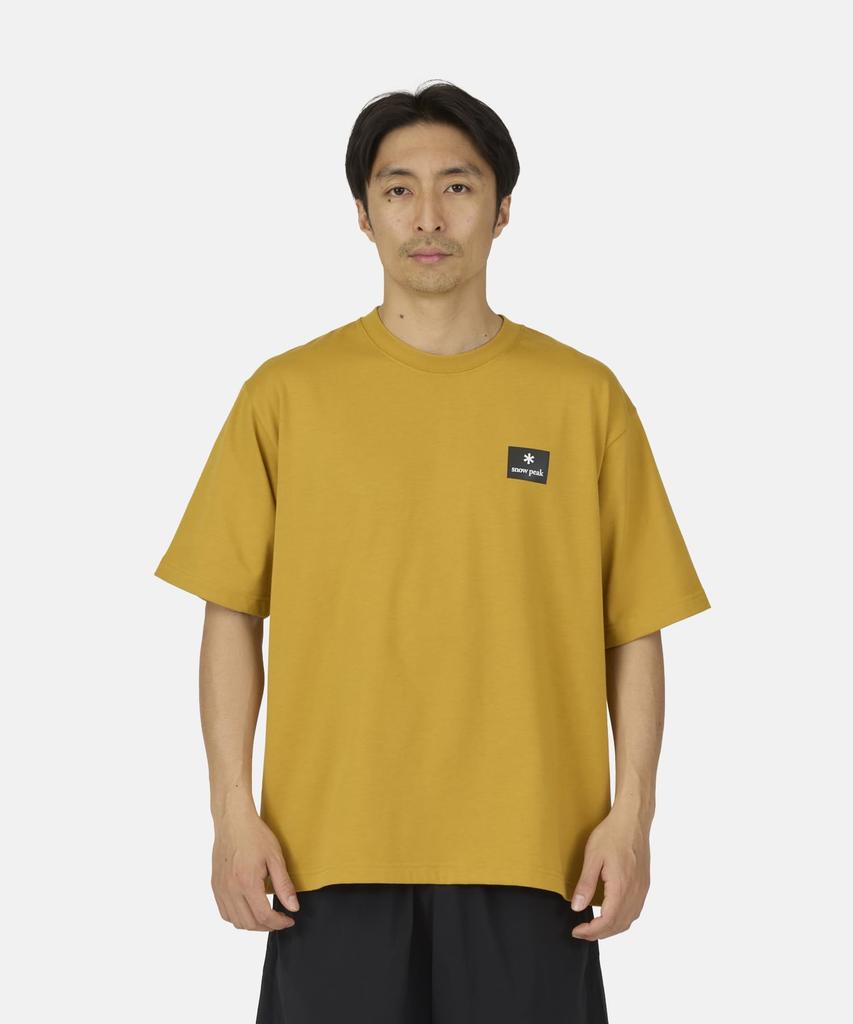 Snow Peak New Standard Square Logo Short Medium T-Shirt NSD-TS-25AU002, Sleeve, Men's/Women's, Yellow,