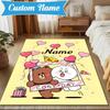 Custom Name Brown Bear Celebration Rug for Living Room, Game Rooms, Office, Bedroom, Floor Mat Playful Design, fan gifts Christmas decor