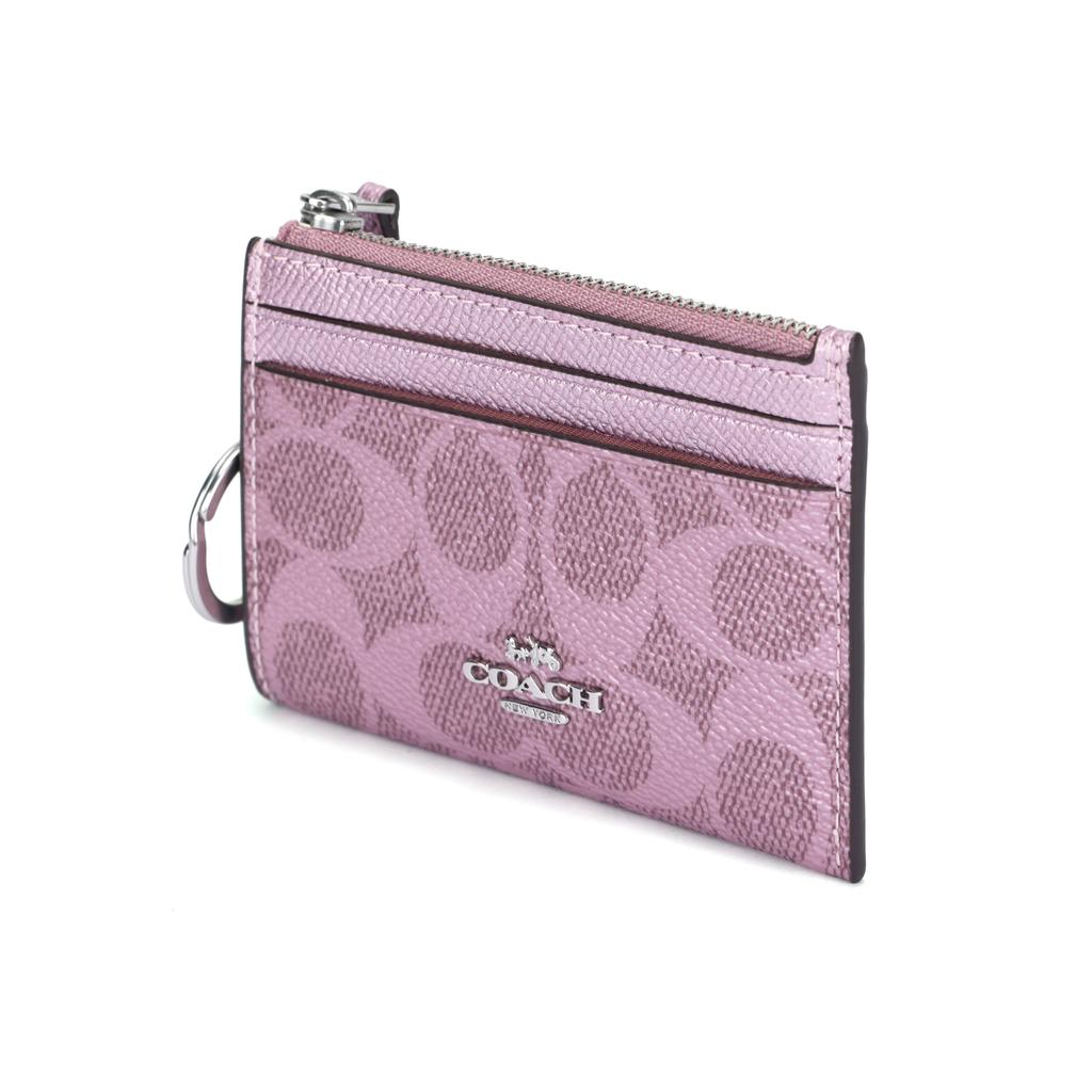 Coach Canvas With Leather Card Holder Mini Womens Pink