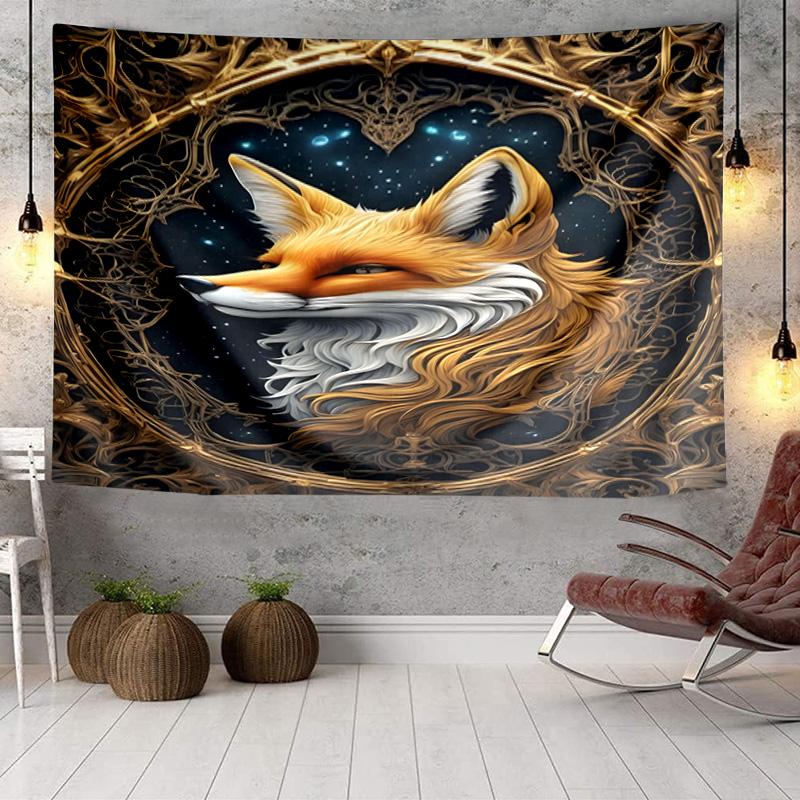 Autumn Fox Portrait Tapestry Room Decoration Wall Hanging for Living Room Bedroom, dormitory, Birthday and Christmas gifts