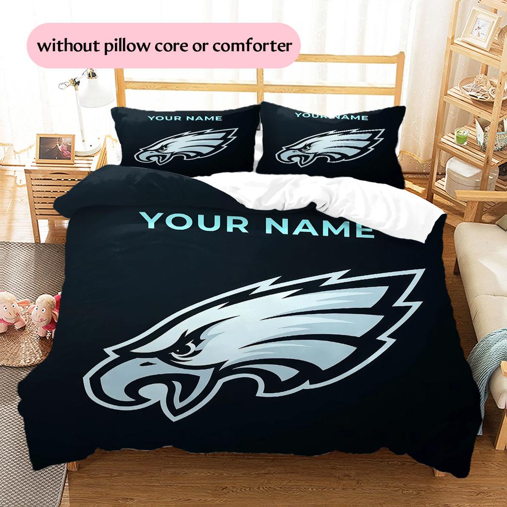 Custom Name,Philadelphia Eagles Pattern Bedding Home Decoration Birthday Gift ( 1 Duvet Cover + 2 Pillowcase, Without Core),fan Merchandise.