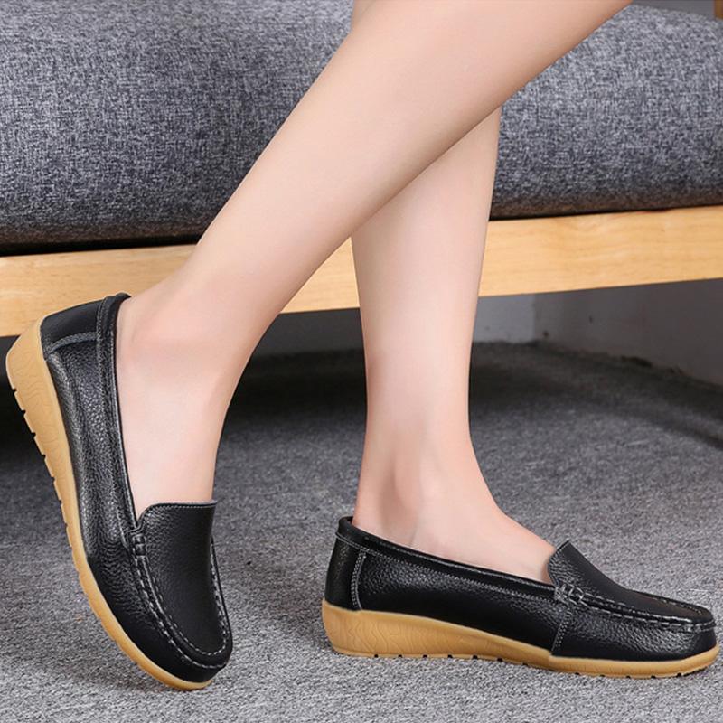 Модне нове взуття 2024 Жіночі туфлі на плоскій підошві Білі жіночі шкіряні туфлі Сліпони Жіноча платформа Зручні лофери Zapatos De Mujer Жіночі