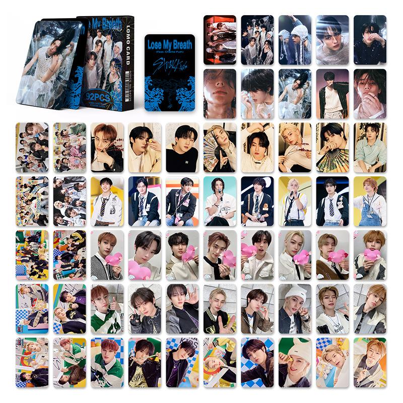 Lomo 92Pcs Card Celebrity Photo Card Straykids New Song "Lost My Breath" Idol Support Small Card Peripheral For Kids Adults Children's Birthday Gift