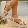 Fashion Women's Sandals Summer Solid Casual Elastic Band Roman Sandals for Women 2025 Wedges Woman Sandles Beach Open Toes Women's Shoes