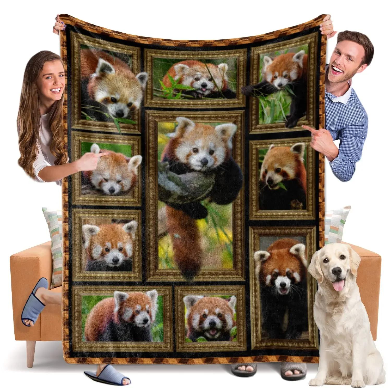 

Одеяло с изображением красной панды, теплое, уютное, фланелевое, для кровати, дивана, путешествия, гостиной, для подростков, взрослых, подарки любителям красной панды 80x60in