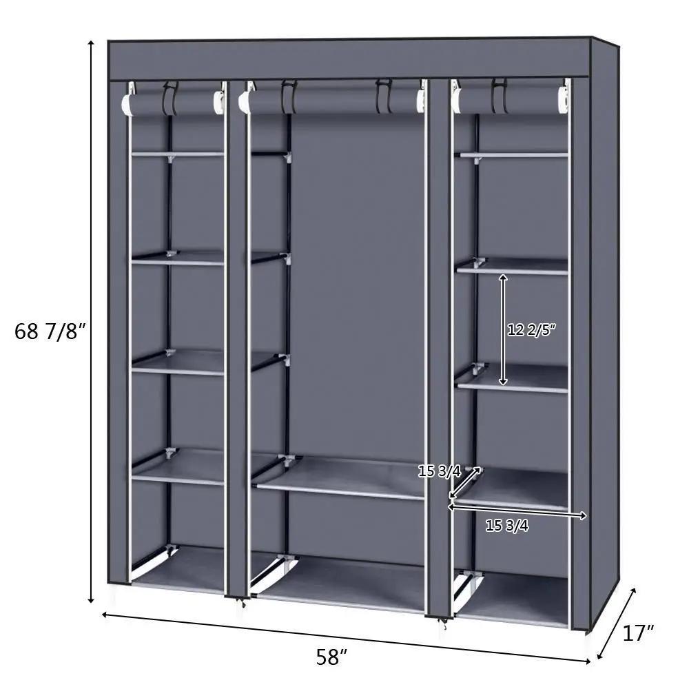 New Design Portable Closet Wardrobe Clothes Rack Storage Organizer Shelf Durable