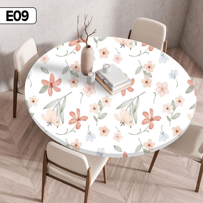 60/90/100/120Cm Round Table Cover Waterproof Oil-Proof Tablecloth Elastic Kitchen Dining Wedding Party Table Cover Home Decor