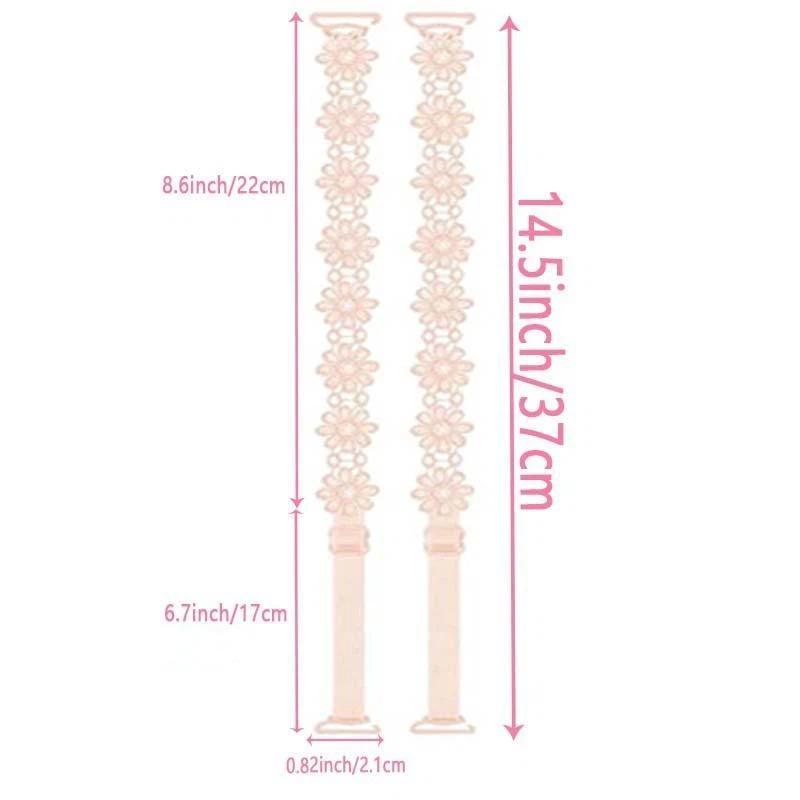 1Pair Lace Flower Decor Bra Straps, Adjustable Versatile Anti-Slip Shoulder Strap For Women'S Lingerie And Bra Accessories