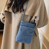 ins retro denim shoulder bag Korean version trendy casual washed denim cloth messenger bag travel mobile phone bag small square bag