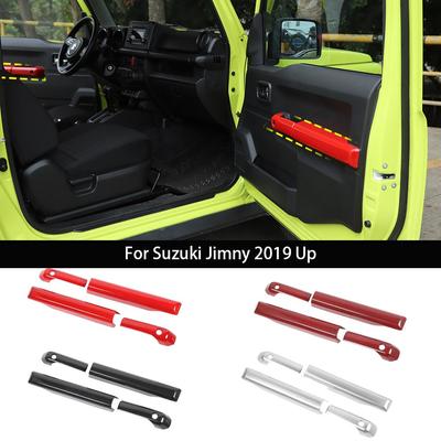 Maniglie del bracciolo interno della portiera dell'auto Pannello di copertura decorativo per Suzuki Jimny 2019 UP Accessori interni ABS Fibra di carbonio Rosso Argento
