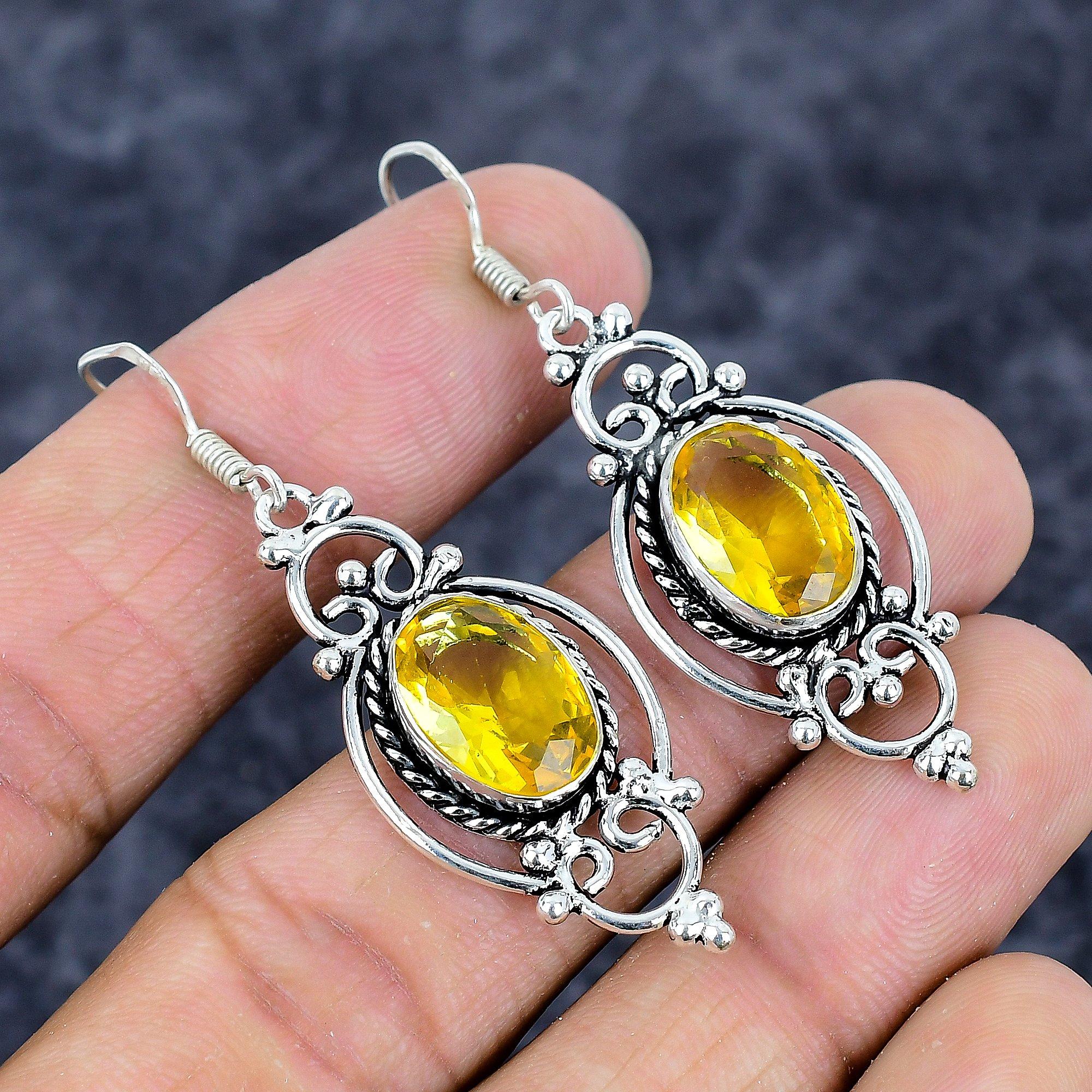 

Citrine Gemstone Handmade 925 Sterling Silver Jewelry Earring 2.21 M-3299