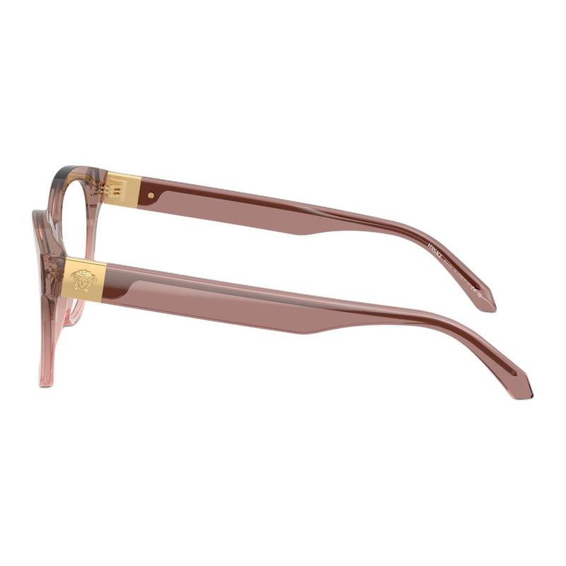 Versace Temple Logo Design Acetate Round Optical Glasses Women's Brown 58012299 VE3384 5435-Brown 53