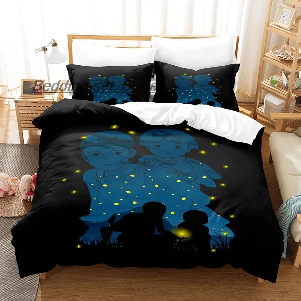 New Grave of the Fireflies Bedding Set Single Twin Full Queen King Size Bed Set Aldult Kid Bedroom Duvetcover Sets Kawaii Anime
