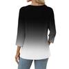 Women's Fashionable Casual Color Block Gradient Print V-Neck Button Three-Quarter Sleeve T-Shirt Top