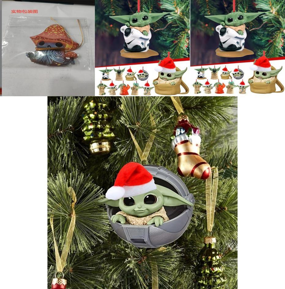 Charming Acrylic Baby Yoda Santa Claus Christmas Ornament For Festive Car Decor