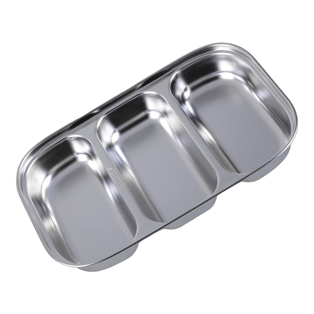 304 Stainless Steel Divided Plate with Multiple Sections Ideal for Family Meals School Lunches and Office Bento