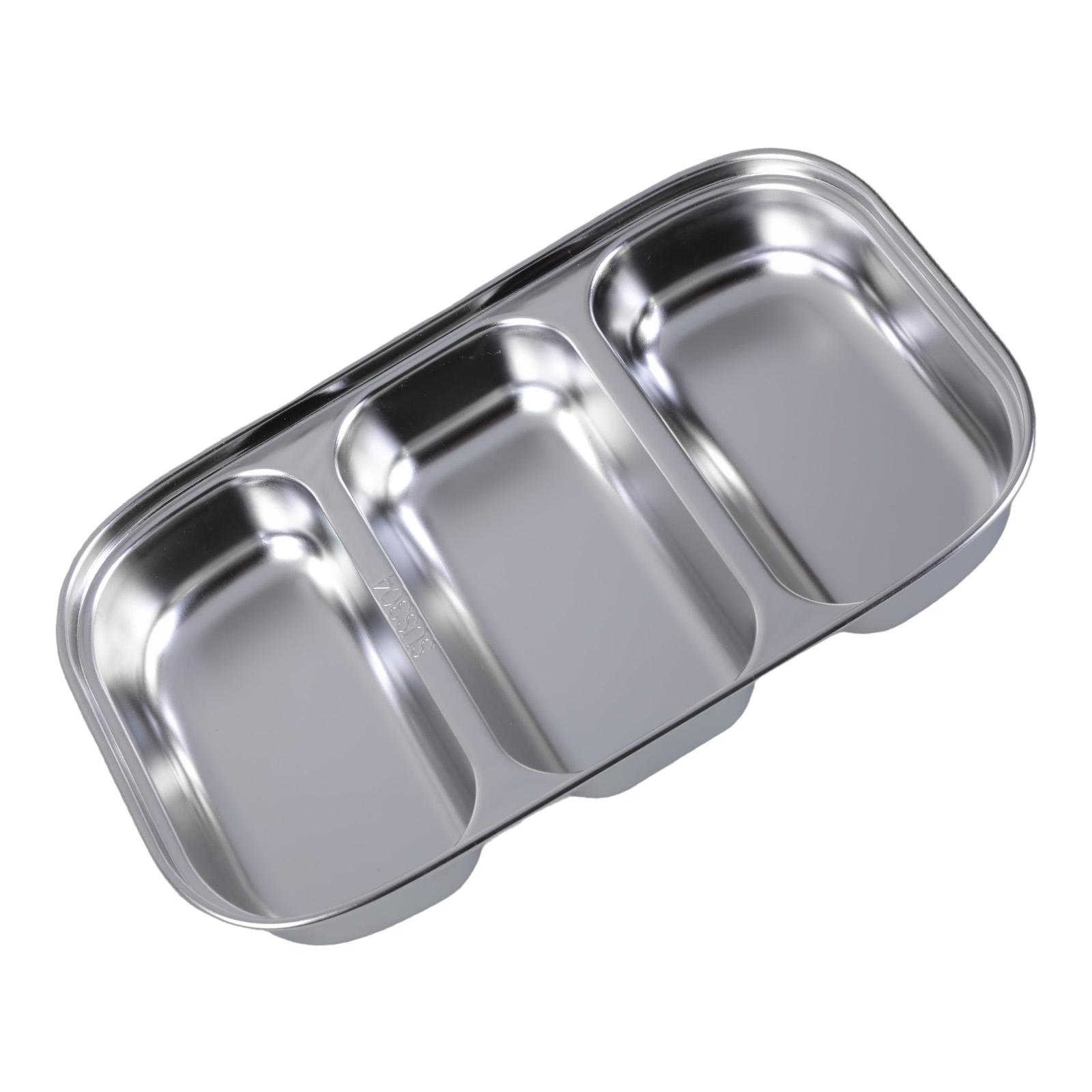 304 Stainless Steel Divided Plate with Multiple Sections Ideal for Family Meals School Lunches and Office Bento B