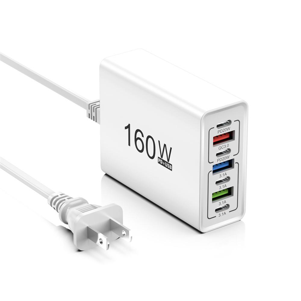 160W Multi Ports USB Charger Power Strip Type C Fast Charging Phone Charger Power Adapter Quick Charge EU/US Plug Travel Charger