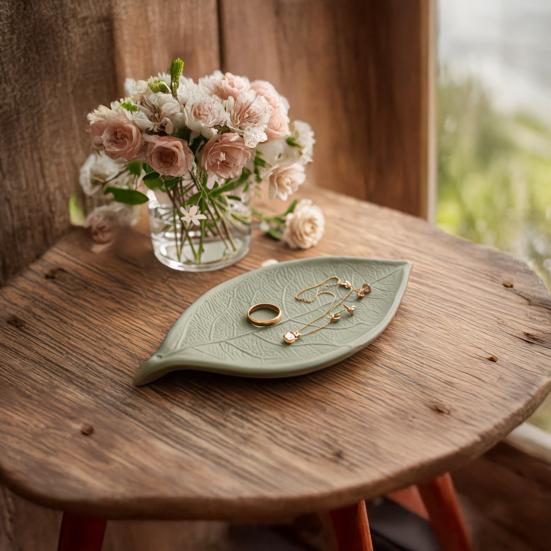 Yousheng 3D Printed Leaf Shaped Jewelry Tray, Ring Dish, Entryway Table Trays, Decorative Trinket Dish, Jewelry Organizer Tray for Rings