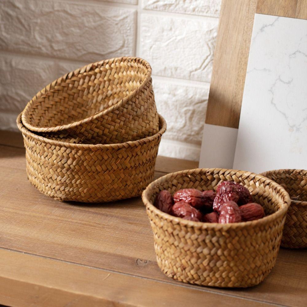 Home Desktop Decoration Rattan Storage Baskets Imitation Rattan Hand-woven Baskets