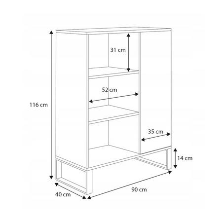 Display Cabinet Fondi Metal Legs Oak Artisan Black