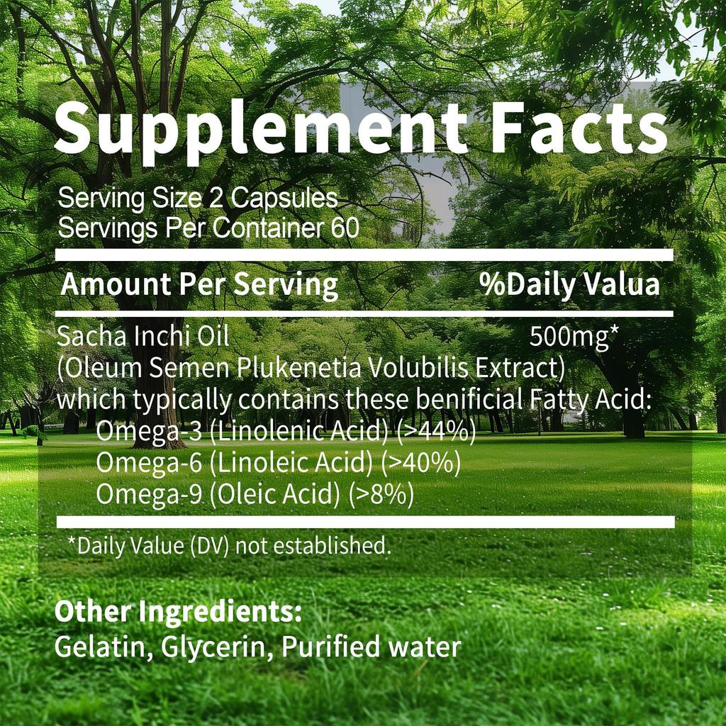 Sacha Inchi Oil Capsules 500mg - Omega 3-6-9 - Support Gut Health, Antioxidant
