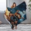 Tuniu Cute Teddy Bear Fleece Blanket for Sofa Bed Room Warm Throw Soft Cozy Gift