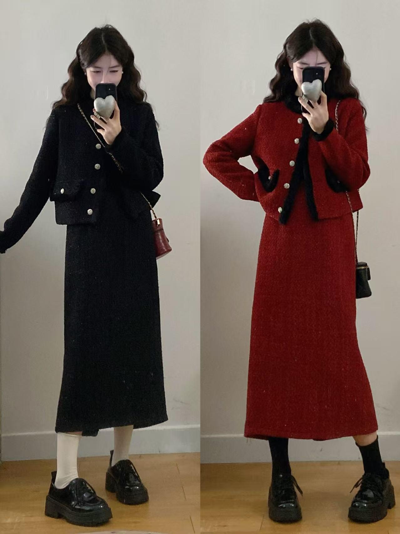 

Elegant Plus Size Women s Sequin Jacket & Skirt Set for Autumn/Winter 3XL