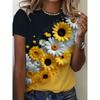 3D Printed Sunflower Pattern Fashion Women's T-shirt Summer Breathable Versatile Trend
