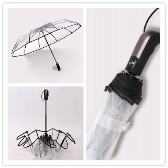 HappyGO Vinyl Translucent Folding New EVA Umbrella High Strength Glass Fiber Umbrella Automatic Water Storage Pouch Included Umbrella, Umbrella,