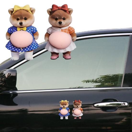 3D Pet Belly Sticker Soft Anti-Collision Sticker Cartoon Kitten/Puppy Decal with Big Belly Cute