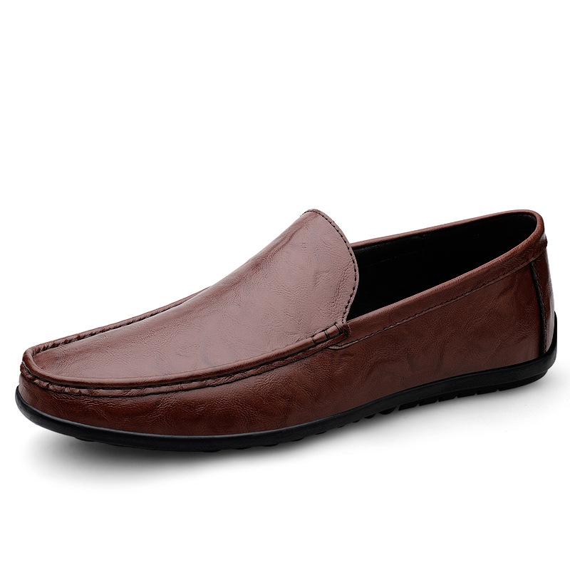 2026 Men s White Leather Slip-on Loafers: Casual, Plus Size, Spring/Summer Collection 39