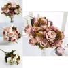 8 Heads Artificial Silk Peony Bouquet For Realistic Wedding Decor**