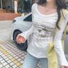 American Retro Square Neck Long Sleeve T-shirt - Women's Slim Fit Cropped Top for Autumn