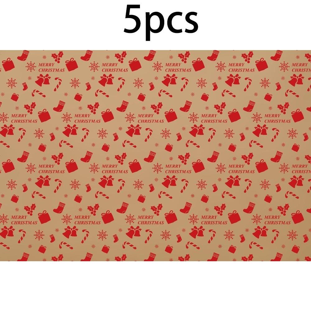 5PCS Festive Printed Christmas Wrapping Paper Gift Wrap Sheet Holiday Craft Supplies