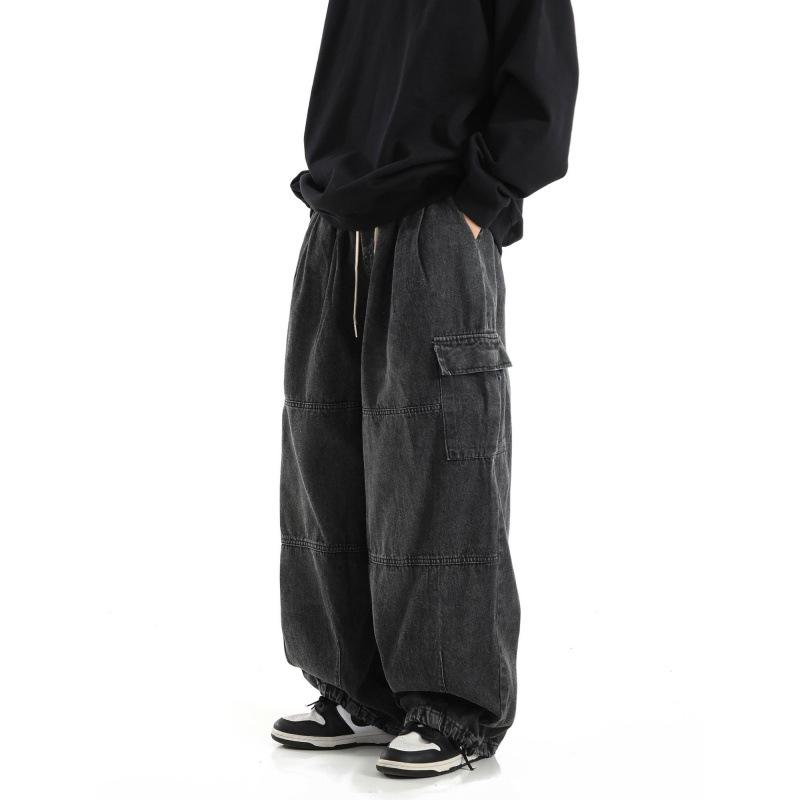 Black Baggy Cargo Jeans Trousers Men Casual Wide Leg Jogging Pants Oversize Vintage Straight Loose Work Jeans Pants Soft