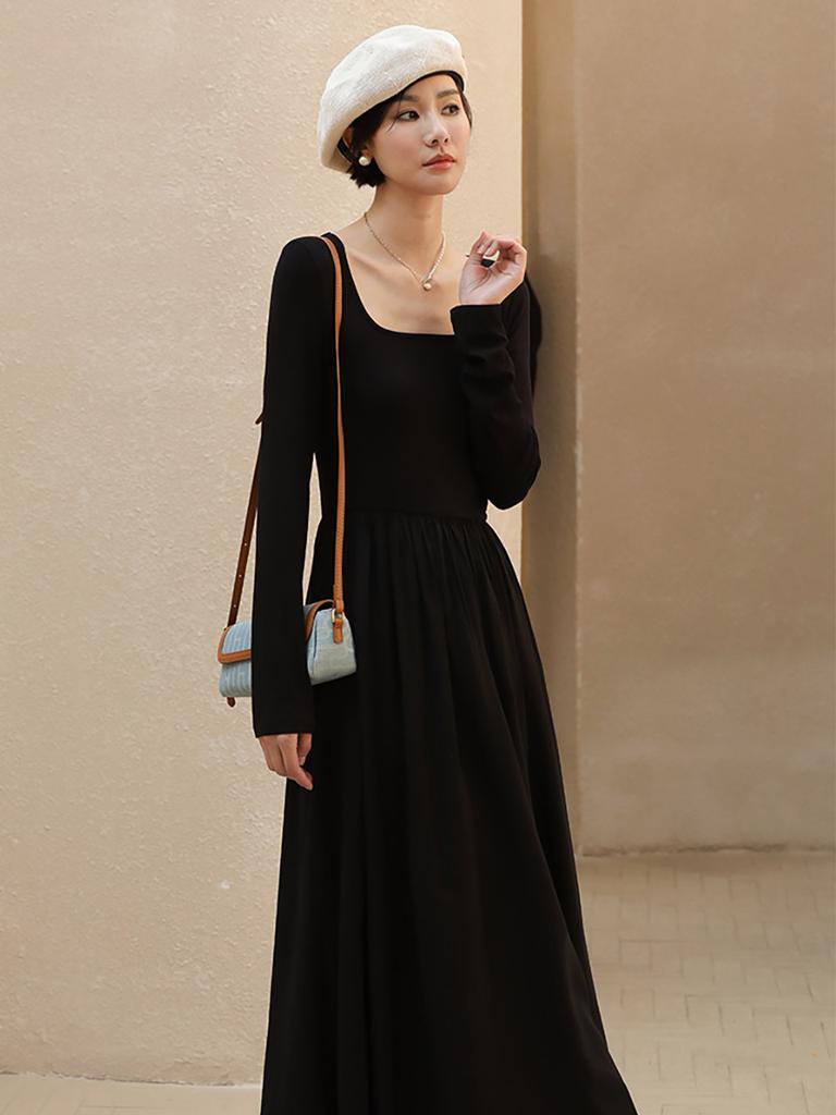 Laengsseon Ls_Square Side Pocket Long-Sleeved Dress