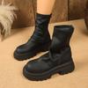 Loose Soft Leather Women's Boots Soft Elastic Sole Not Tired Feet Warm Breathable Thick Bottom Height Increase Fashion Comfortable Martin Boots
