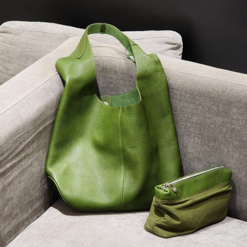 Saddle leather first layer cowhide hobo armpit bag women's retro solid color tote bag versatile commuter shoulder bag
