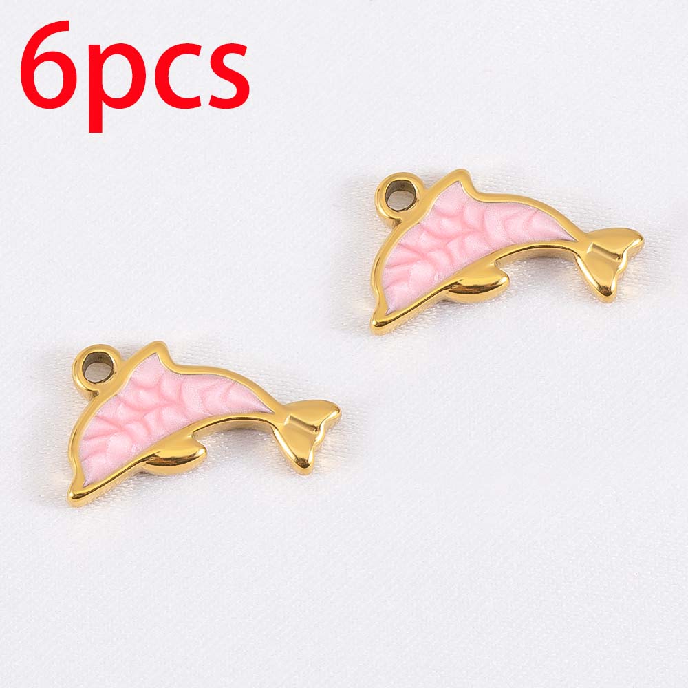2pcs 6pcs 10pcs Stainless Steel Pendant Enamel Dolphin Charms for DIY Bracelet Jewelry Making Necklce Keychain Pendants Earrings