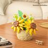 Sunflower Basket Building Blocks - Lego-Compatible Eternal Flower Pot Ornament and Educational Assembling Toy for Girls