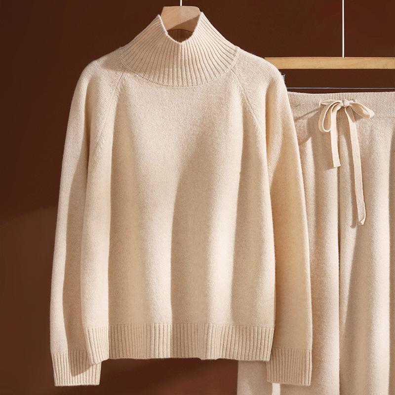 Women's High Neck Lambswool Base Layer: Warm, Thick Autumn/Winter Slimming Pullover Sweater
