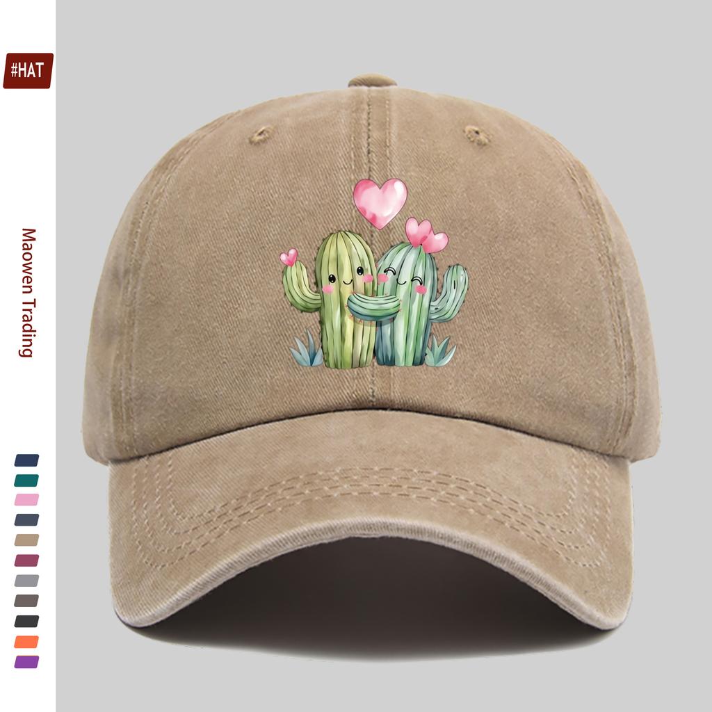 Pc Heart Cactus Print Baseball Cap Casual Style Design Decor Hat Comfortable Lightweight Sun Hat with Adjustable Strap Fashi