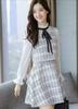 Check Tweed Ribbon Mini Dress Size [Nshop] (White, S)