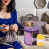 Crochet Bag Organizer Yarn Knitting Storage Portable Crochet Tote Bag Foldable Yarn Storage Knitting Needles And Accessories Bag