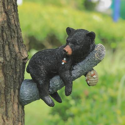 Black Bear Climbing Tree for Honey Resin Craft Pendant - Outdoor Garden Decoration Ornament