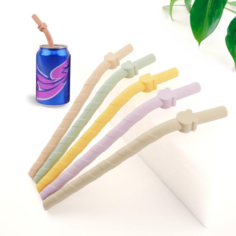 6Set of Silicone Bent Straws Reusable High and Low Temperature Resistant Bent Milk Tea Drink Straws Office Fashion Food Grade Dr