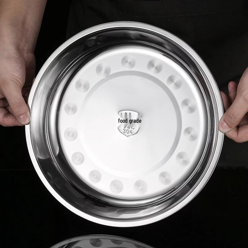 RuHan Non-Magnetic Stainless Steel Round Serving Plate