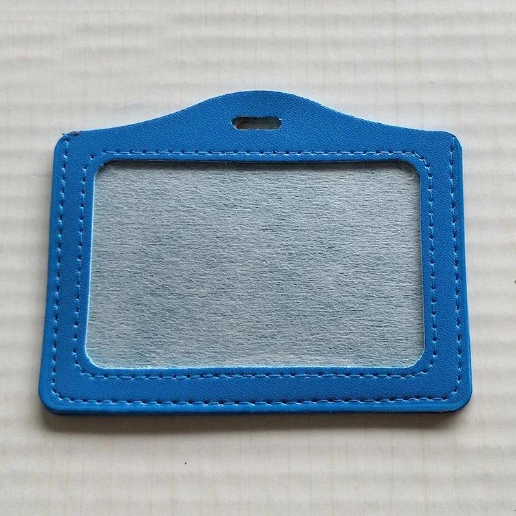 PU Leather Card Sleeve Women ID Badge Case Clear Bank Credit Card Badge Holder Bags School Student Bus Card Cover