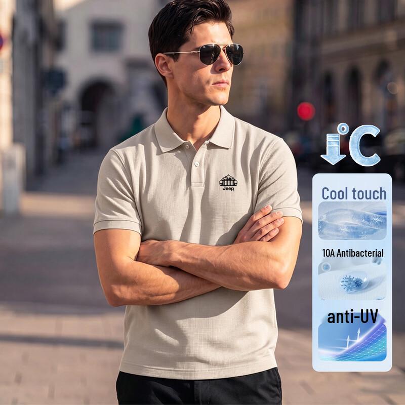 JEEP Men s Lightweight Short-Sleeve Polo T-Shirt L